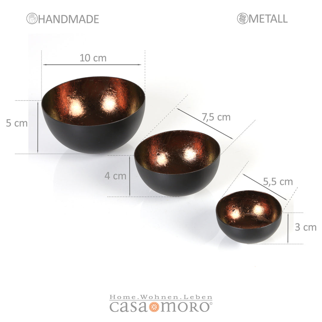 3er Set Teelichthalter Meo Braun