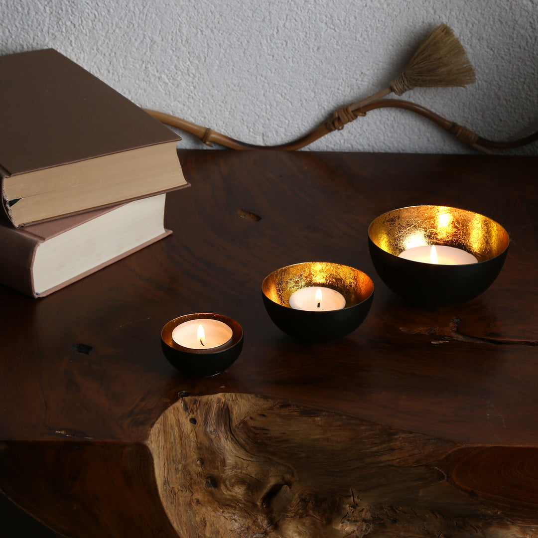 3er Set Teelichthalter Meo Gold