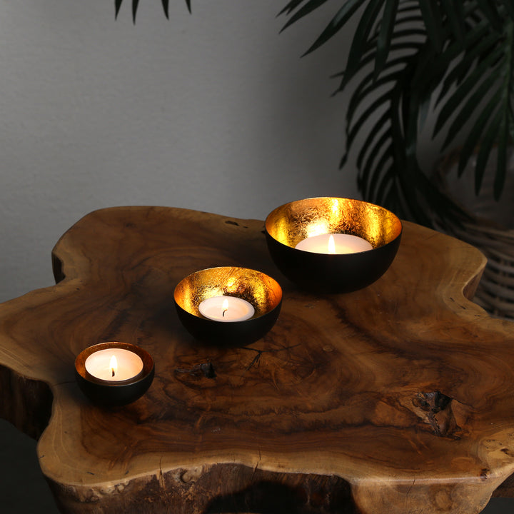 3er Set Teelichthalter Meo Gold