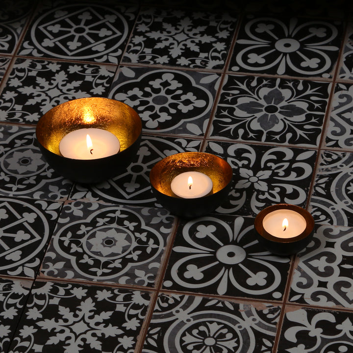 3er Set Teelichthalter Meo Gold