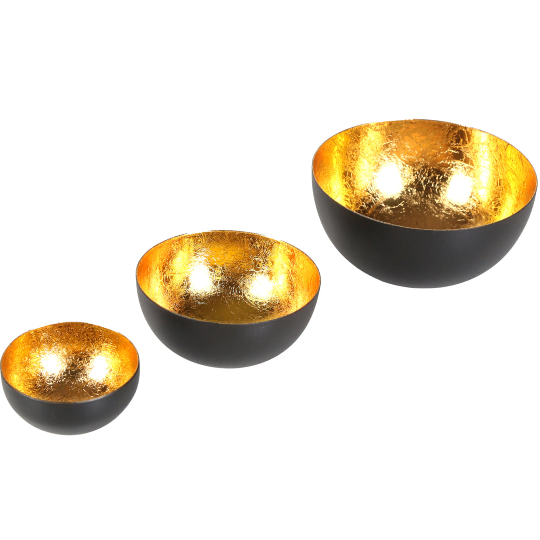 3er Set Teelichthalter Meo Gold