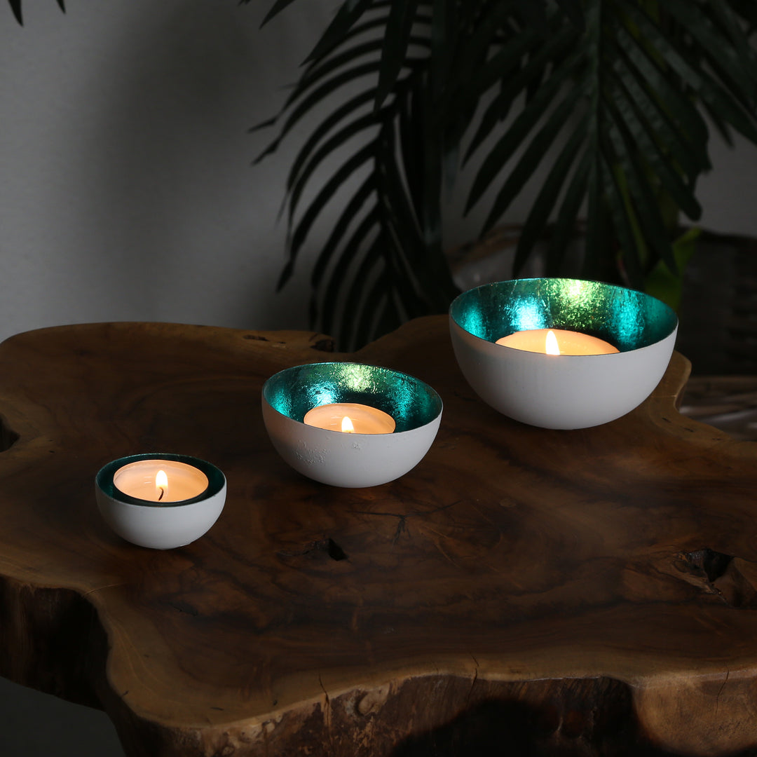 3er Set Teelichthalter Meo Türkis