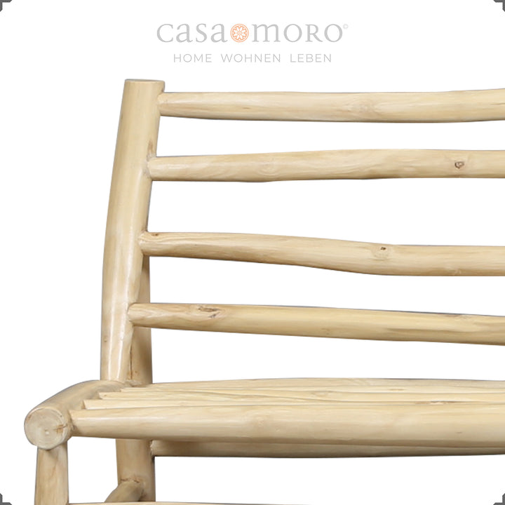 Teakholz dreisitzer Sofa 180 × 86 × 72 cm, Naturholzgestell mit Sitz- und Rückenkissen