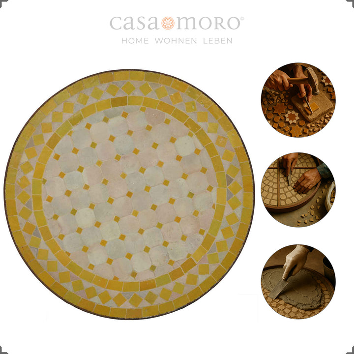 Beistelltisch mit Klarlack-versiegeltem Gestell aus Schmiedeeisen – stabil, pflegeleicht, mobil