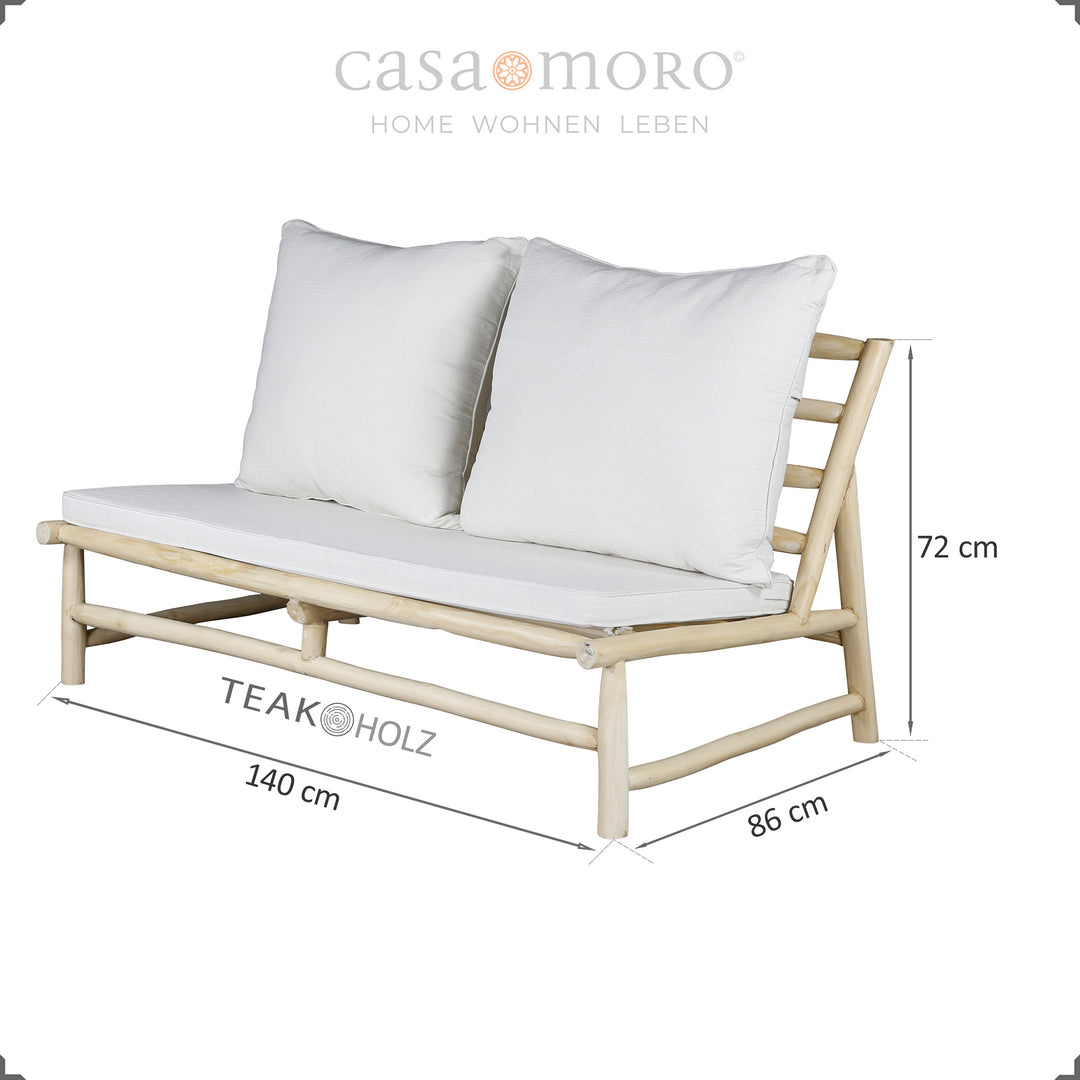 2er Sofa aus Teakholz , kompaktes Lounge-Zweisitzer Outdoor