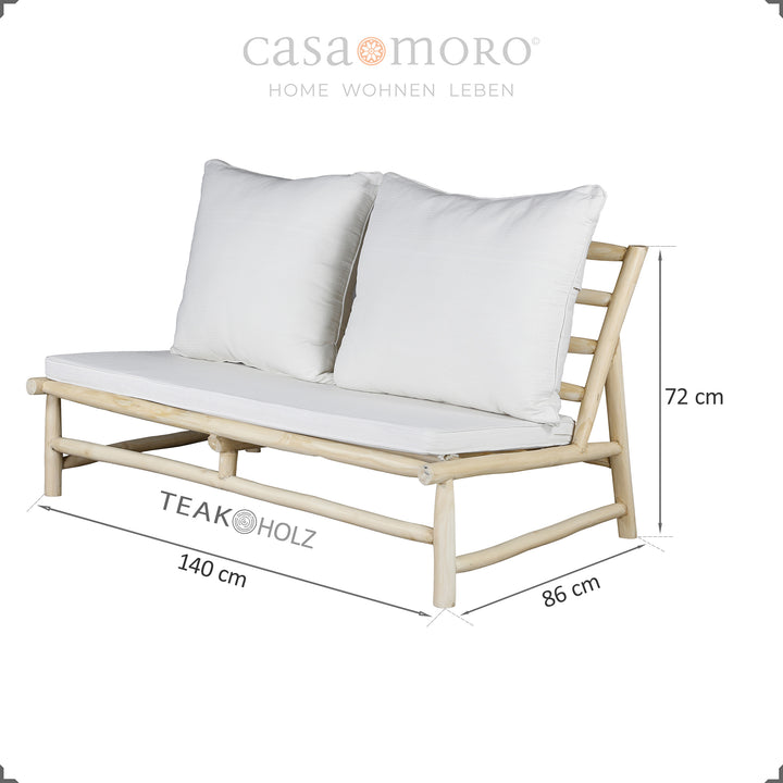 2er Sofa aus Teakholz , kompaktes Lounge-Zweisitzer Outdoor
