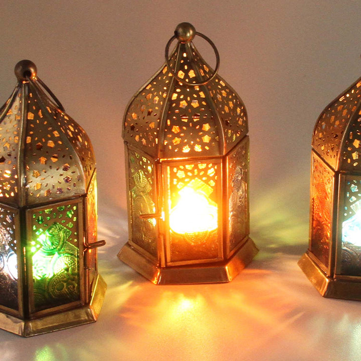 Orientalische Glas-Windlichter Nael Multifarbig 3er Set