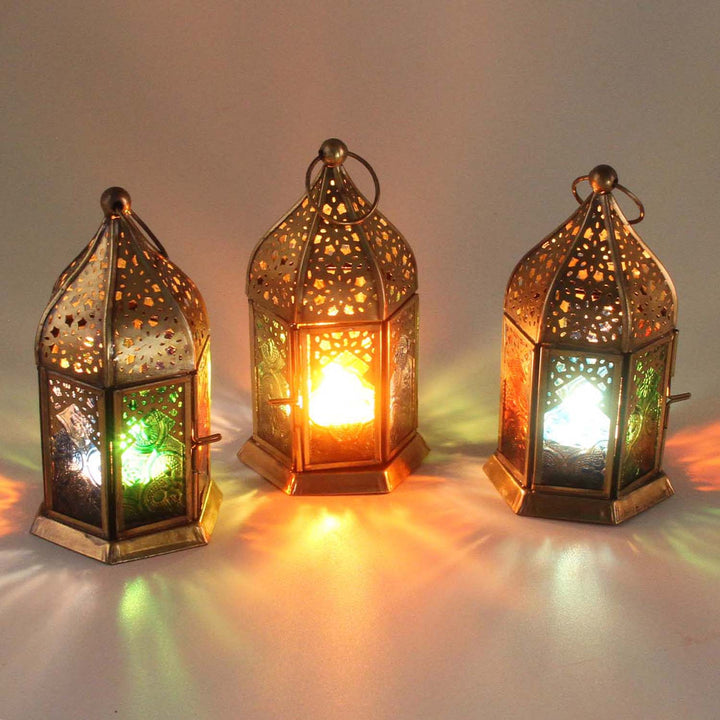 Orientalische Glas-Windlichter Nael Multifarbig 3er Set