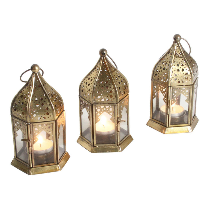 Orientalische Glas-Windlichter Nael Transparent 3er Set