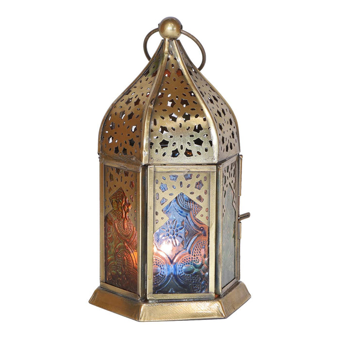 Orientalisches Glas-Windlicht Nael Multifarbig