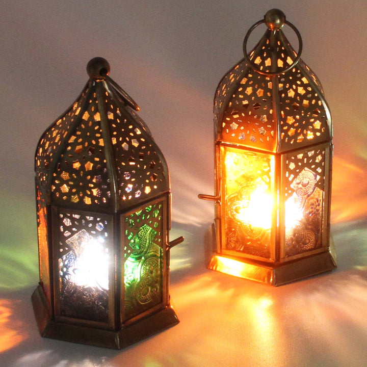 Orientalische Glas-Windlichter Nael Multifarbig 2er Set