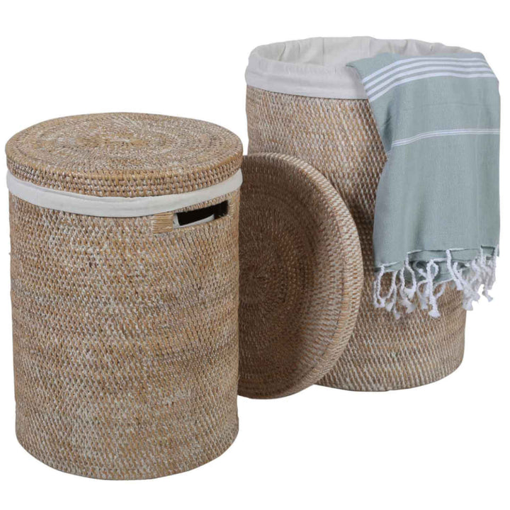 Rattan Wäschekorb Cleo Weiß