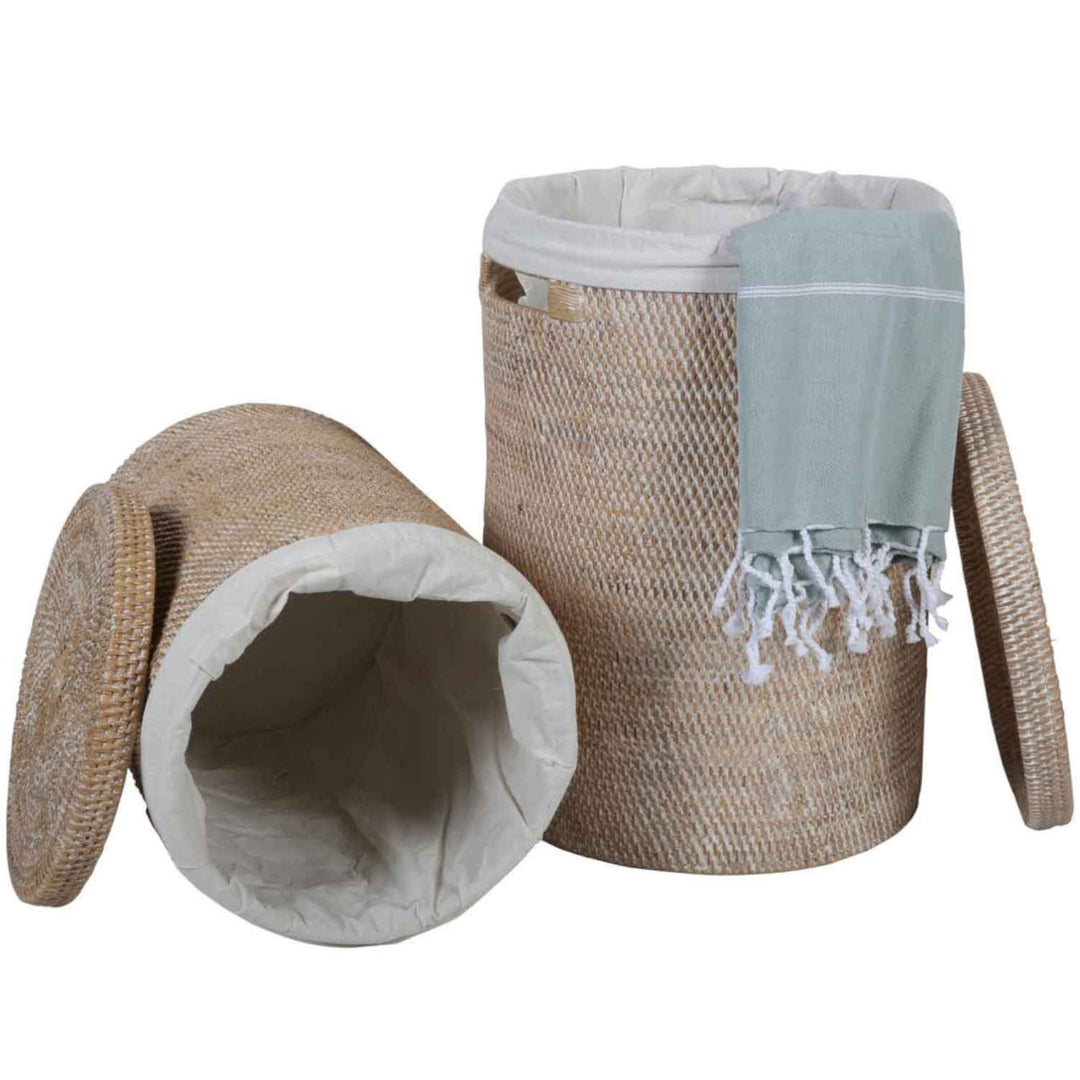 Rattan Wäschekorb Cleo Weiß