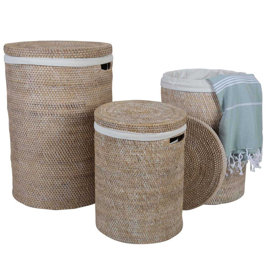 Rattan Wäschekorb Cleo Weiß