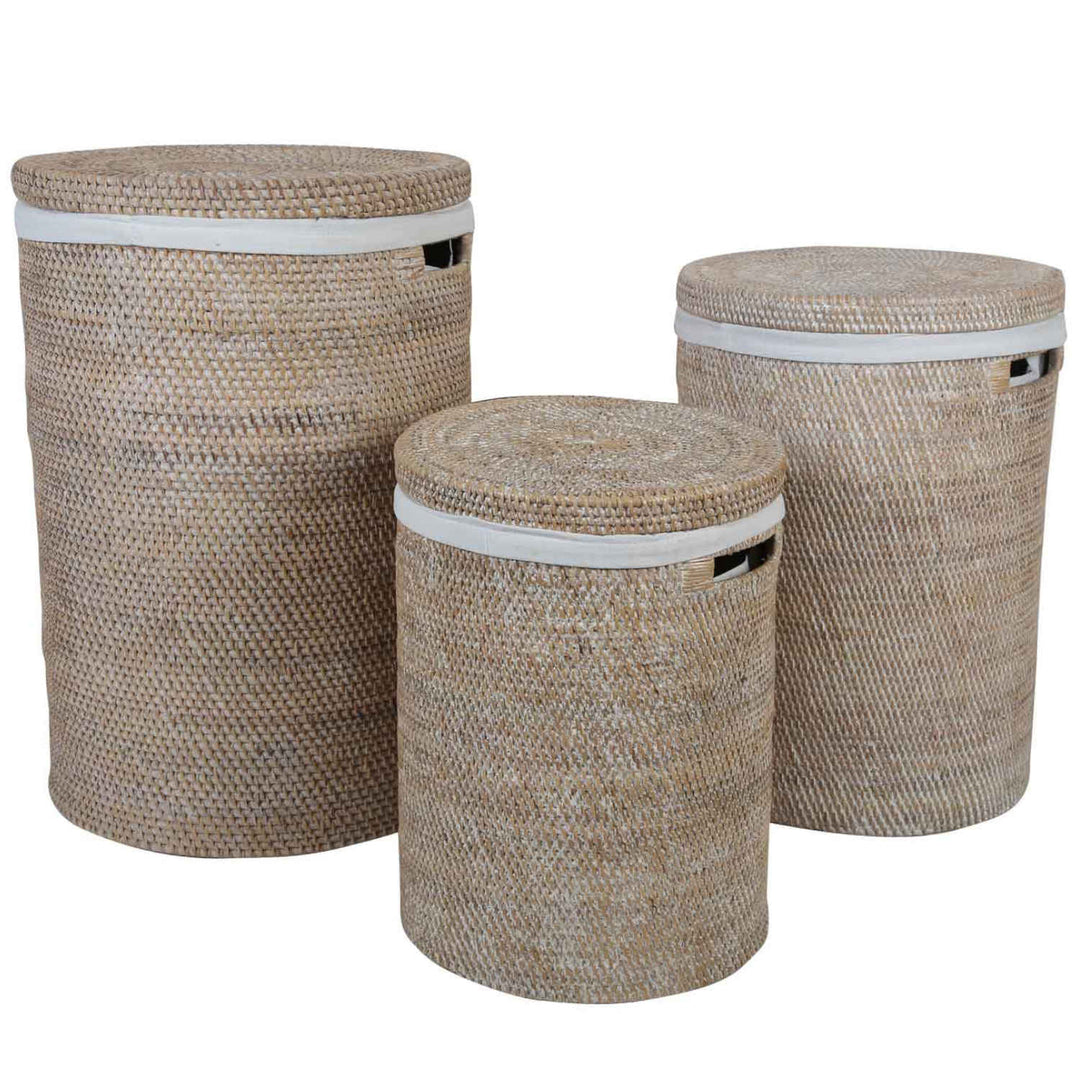Rattan Wäschekorb Cleo Weiß