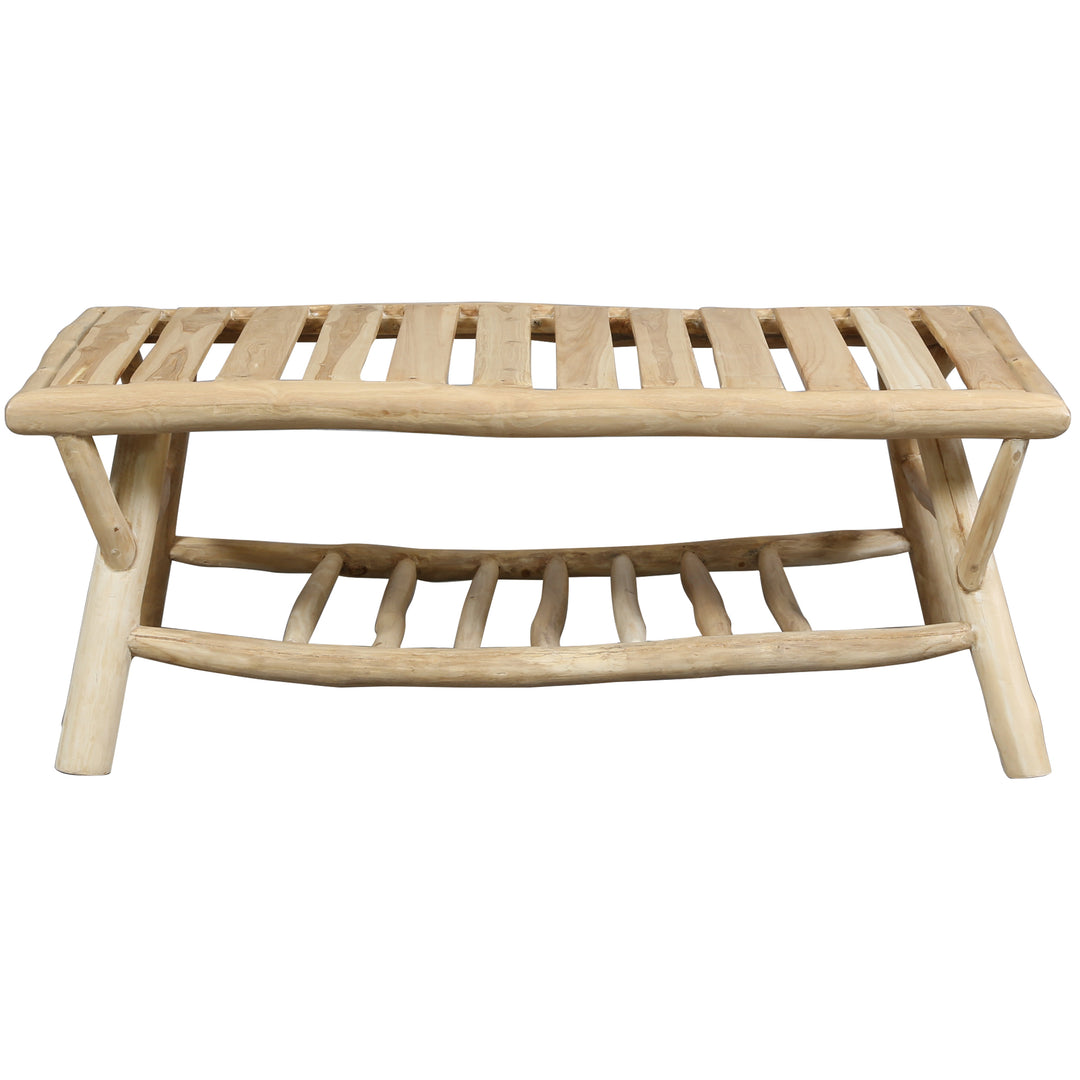 Couchtisch Holz Rechteckig 120 × 60 cm, massiver Sofatisch für Lounge