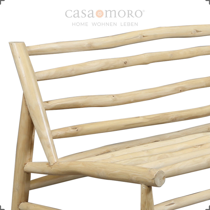 Dreisitzer Sofa 180 × 86 × 72 cm, Gestell aus Teakholz-Ästen mit Sitz- und Rückenkissen