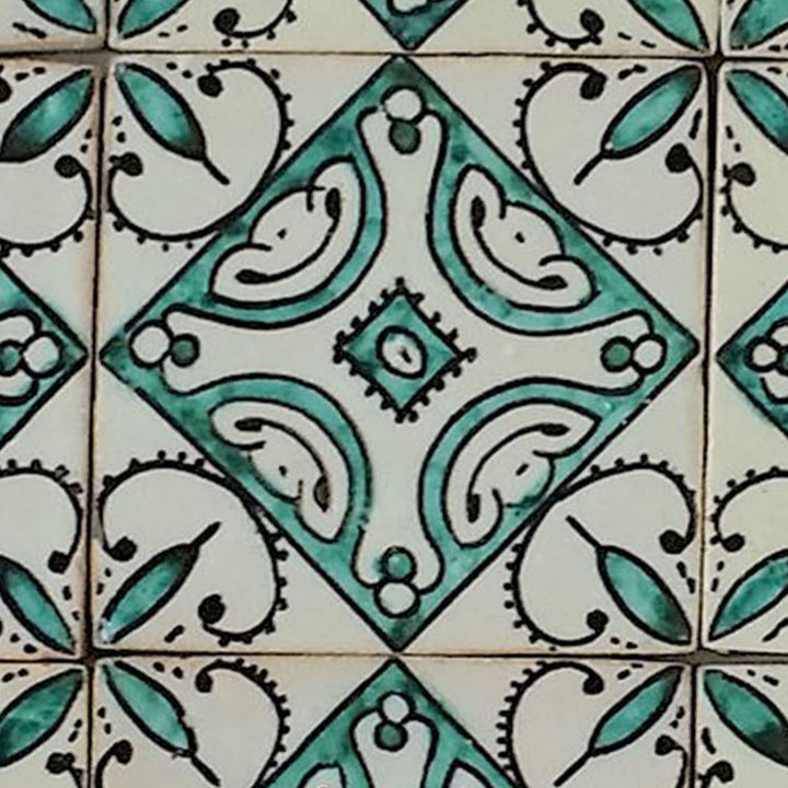 Handbemalte Fliese Ebru Grün