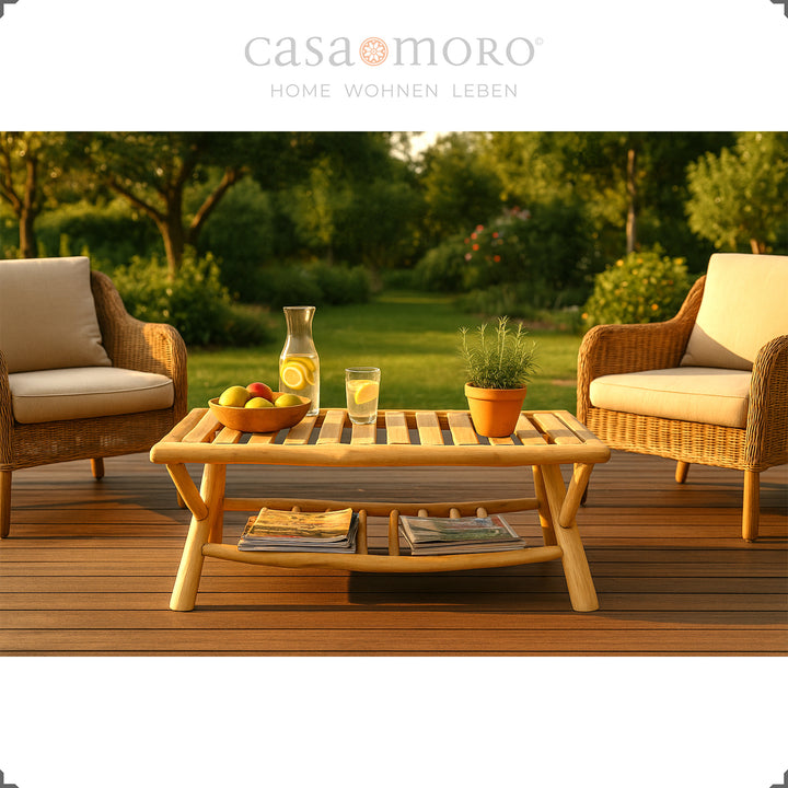 Massiver Sofatisch aus Holz, stilvoller Tisch fürs Wohnzimmer