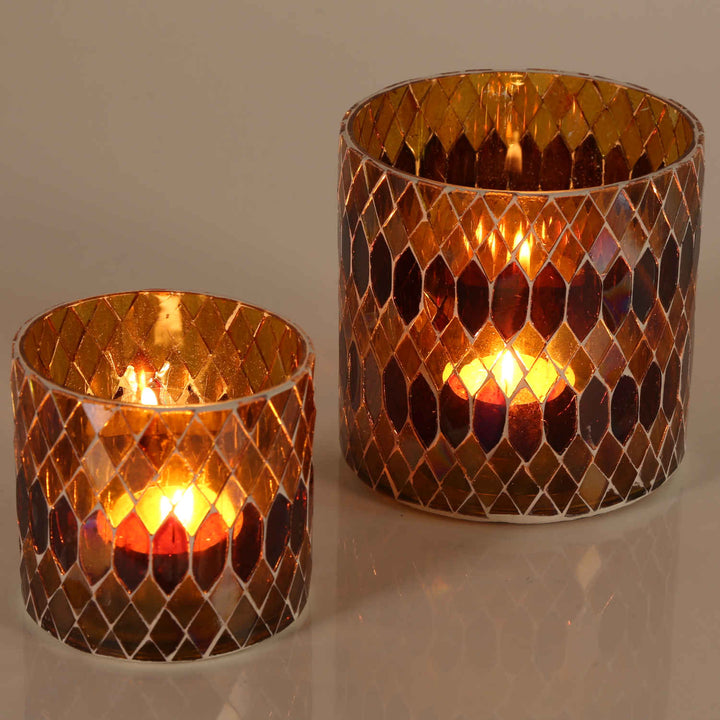 Marokkanisches Mosaik Windlicht Rayan Gelb