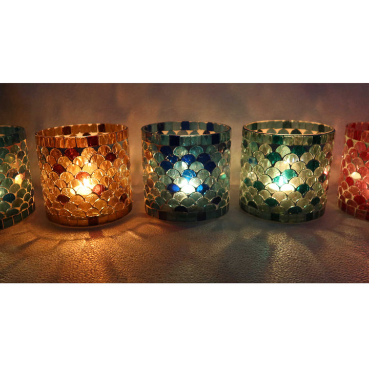 Orientalisches Mosaik Windlicht Athen M 5er Set
