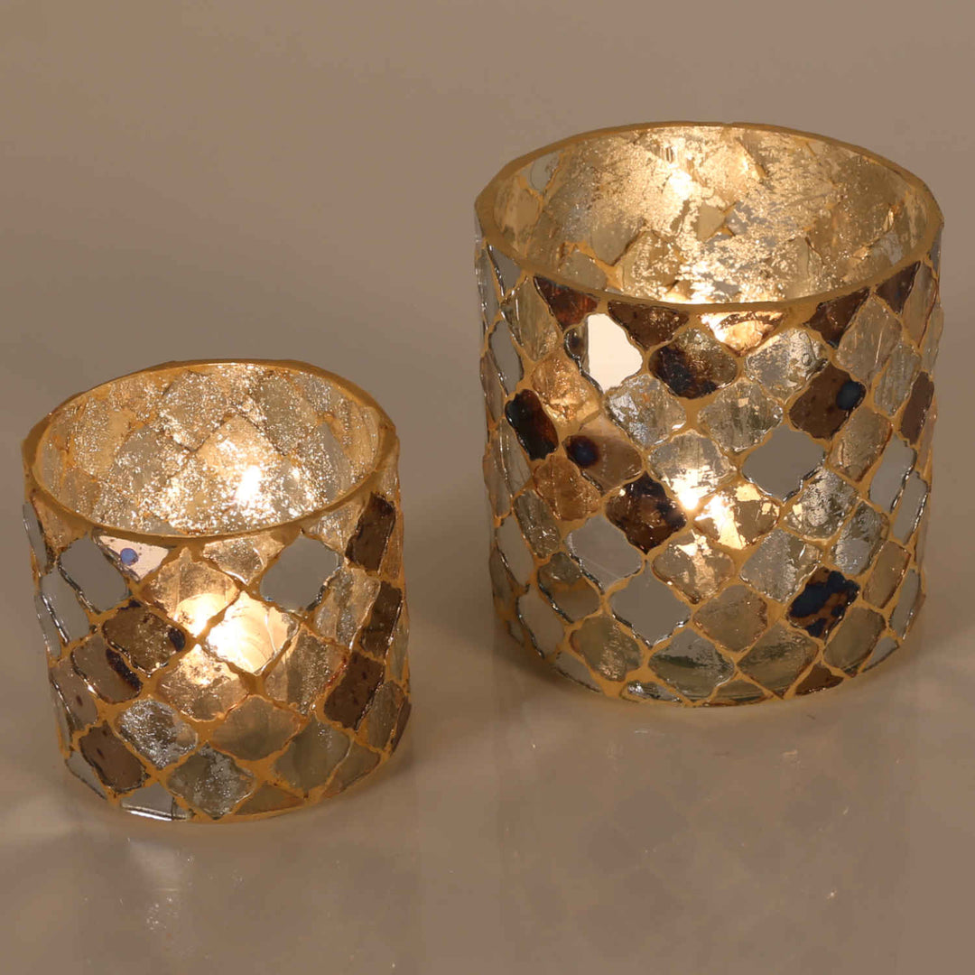 Orientalisches Mosaik Windlicht Athen Gold