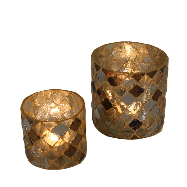 Orientalisches Mosaik Windlicht Athen Gold