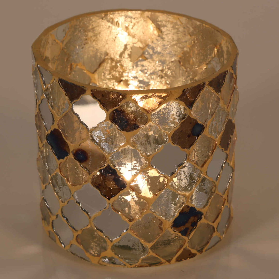 Orientalisches Mosaik Windlicht Athen Gold