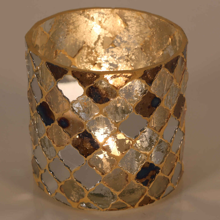 Orientalisches Mosaik Windlicht Athen Gold