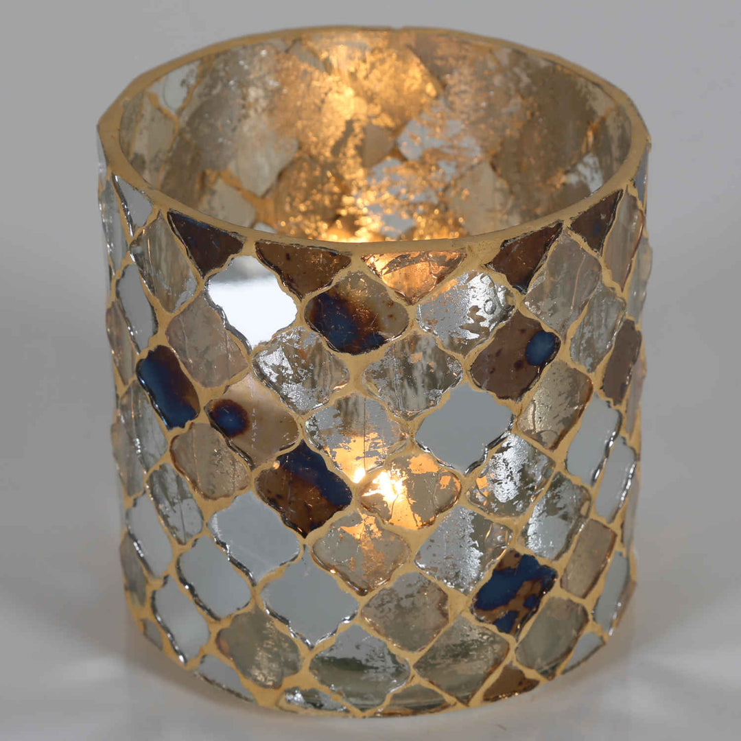 Orientalisches Mosaik Windlicht Athen Gold
