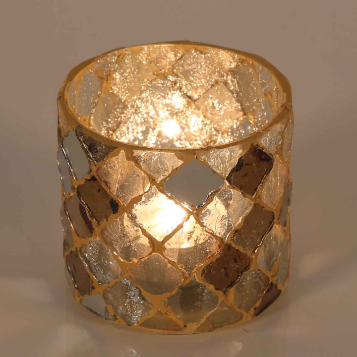 Orientalisches Mosaik Windlicht Athen Gold