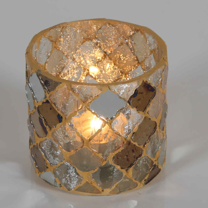 Orientalisches Mosaik Windlicht Athen Gold