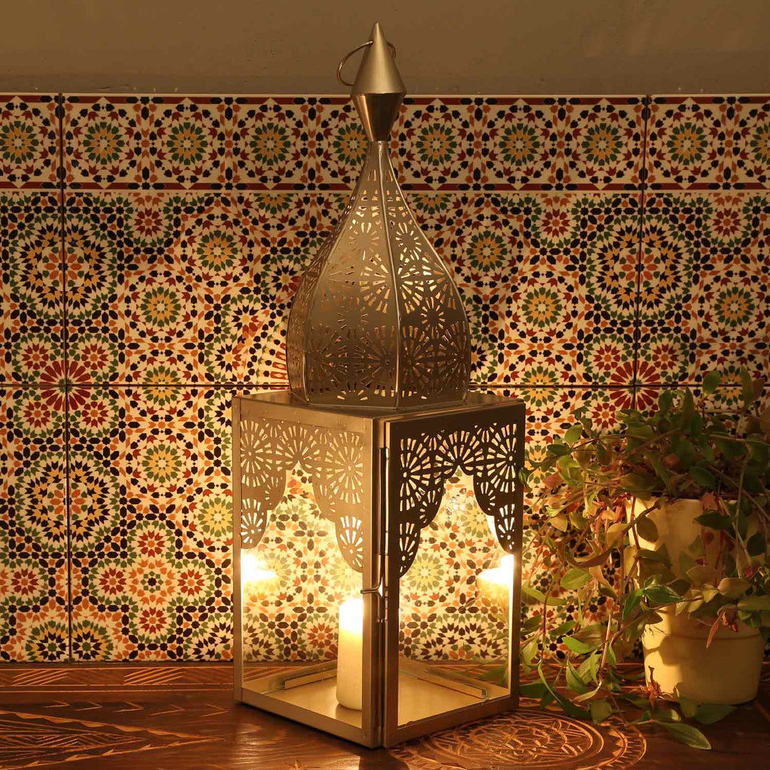 Orientalisches Windlicht Modena Silber L