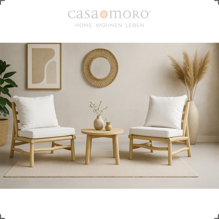 Handgefertigte Sessel aus naturbelassenem Holz, langlebig und komfortabel für Balkon und Wohnzimmer