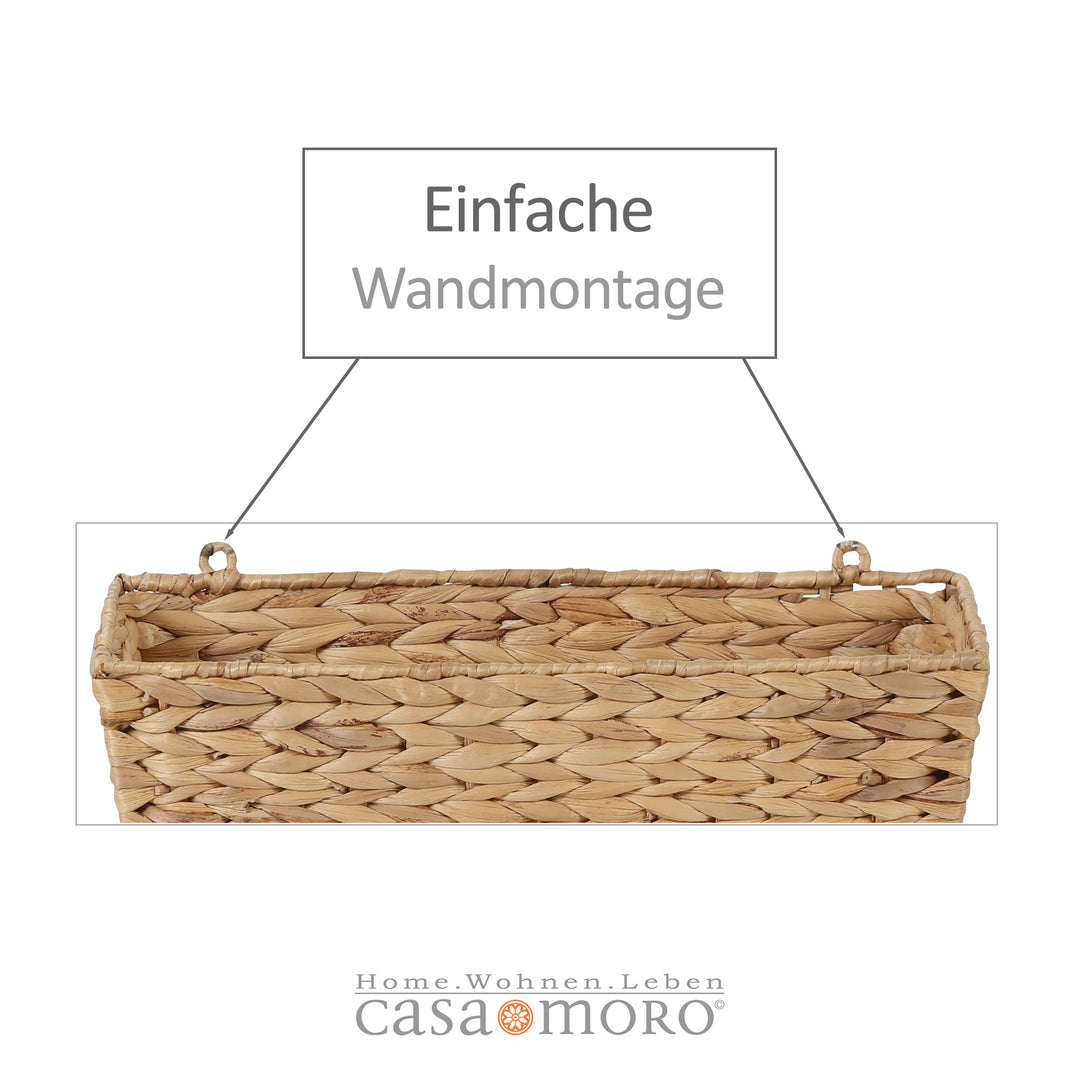 wandkörbe aufbewahrung Hängekorb Wandkorb – geflochtener Rattan Korb zur Wandaufbewahrung für Bad, Küche und Wohnzimmer im natürlichen Stil – CASA-MORO