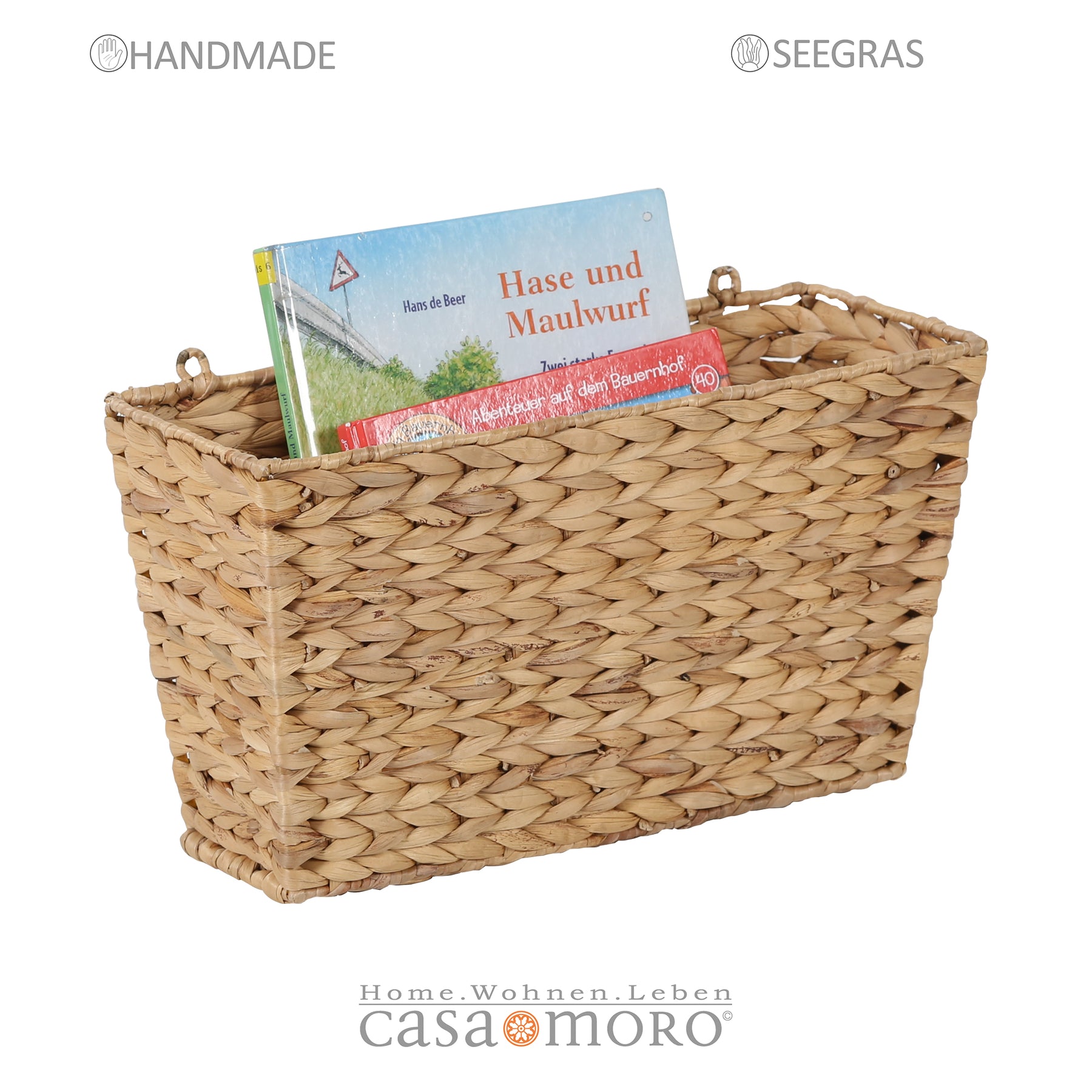 Hängekorb Wandkorb – geflochtener Rattan Korb zur Wandaufbewahrung für Bad, Küche und Wohnzimmer im natürlichen Stil – CASA-MORO