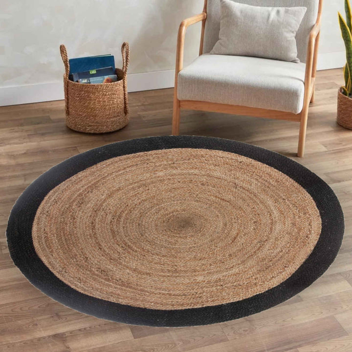 Jute Teppich Tamani Schwarz Natur