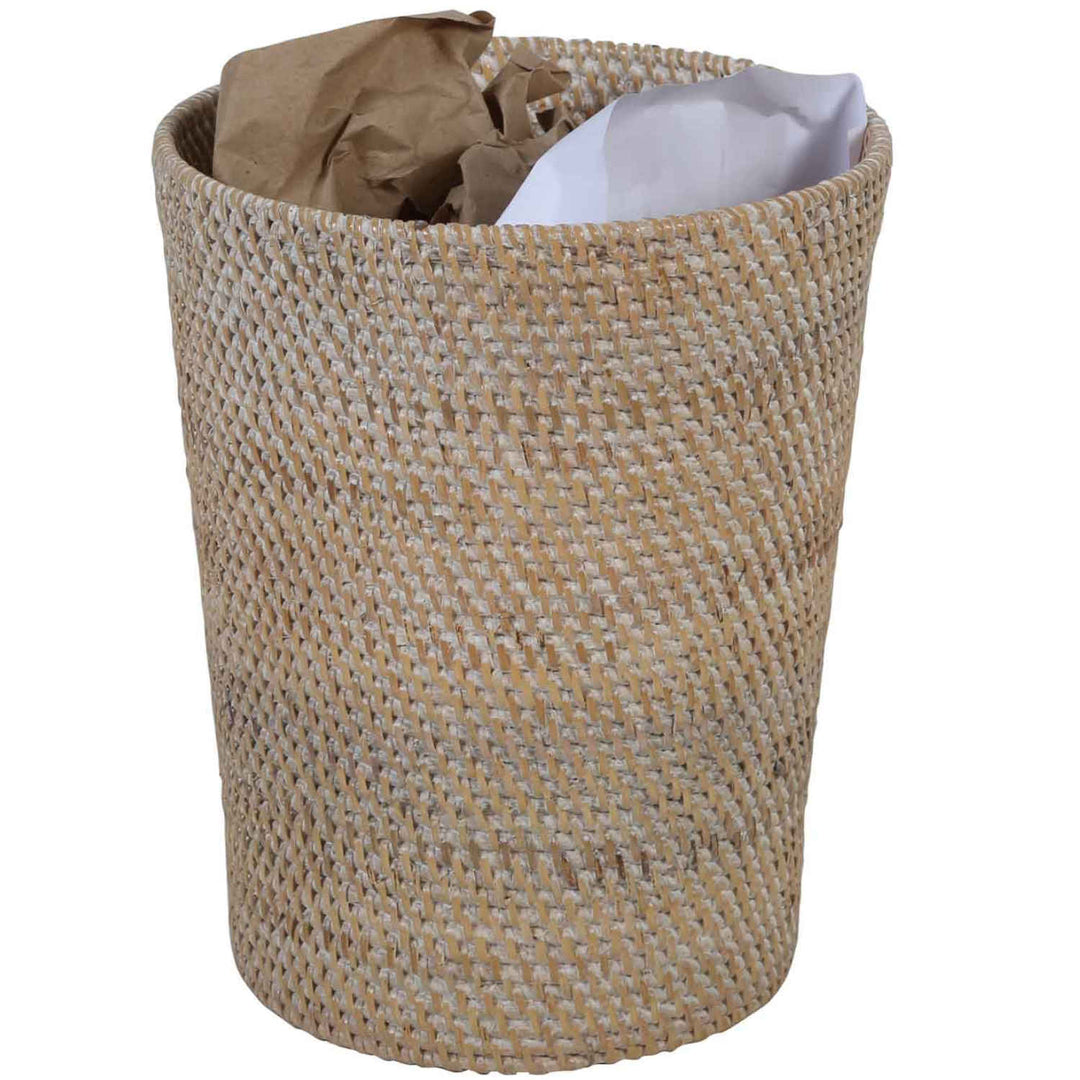 Papierkorb aus Rattan Nila White Wash