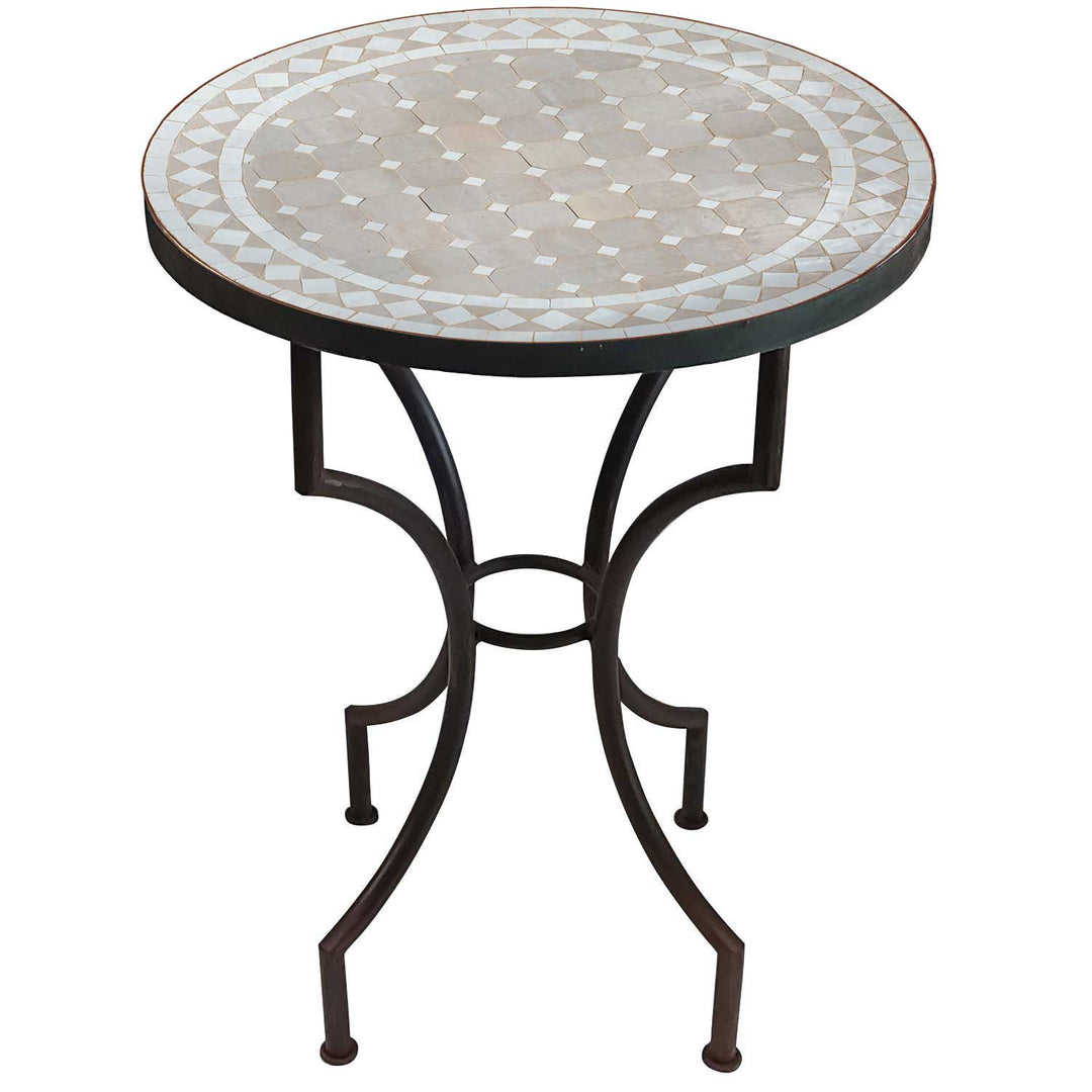 Mosaic table D60 white/diamond glazed