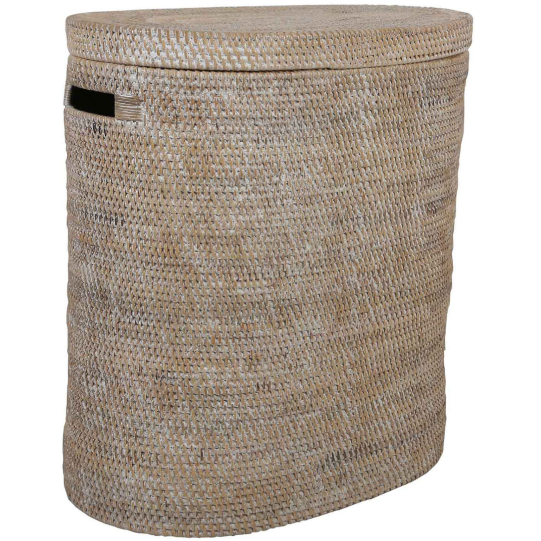 Rattan-Wäschekorb mit Deckel und 2 Fächern – CASA-MORO
