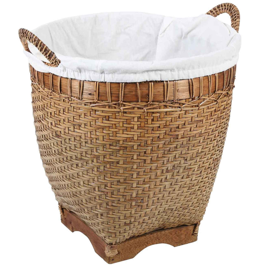 Sea Team Large Folding Canvas Laundry Hamper – 19.7 X 15.7 Inch Cylindric Storage Basket, Pink & White