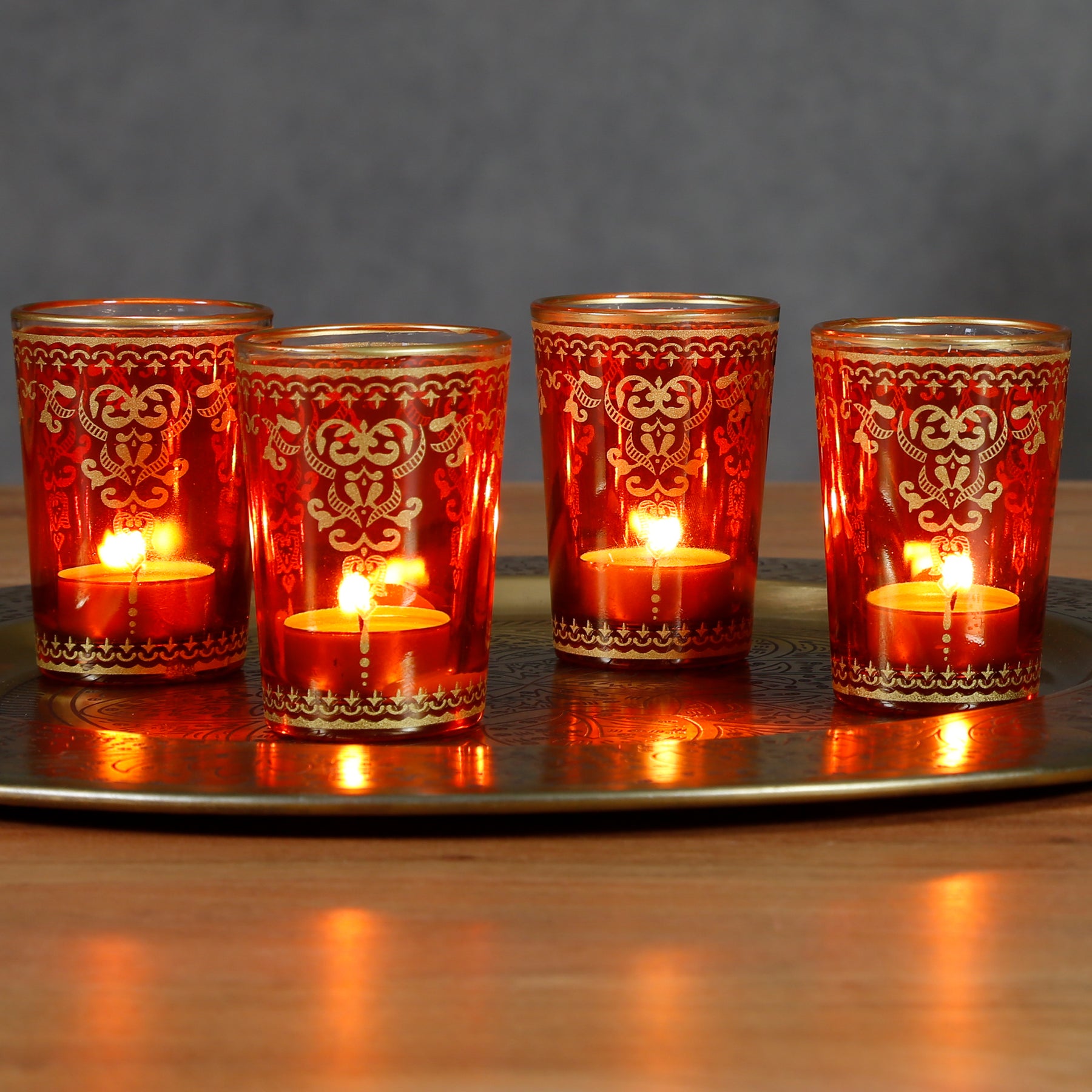 Glas Teelichthalter Orange Gold 6er Set – CASA-MORO
