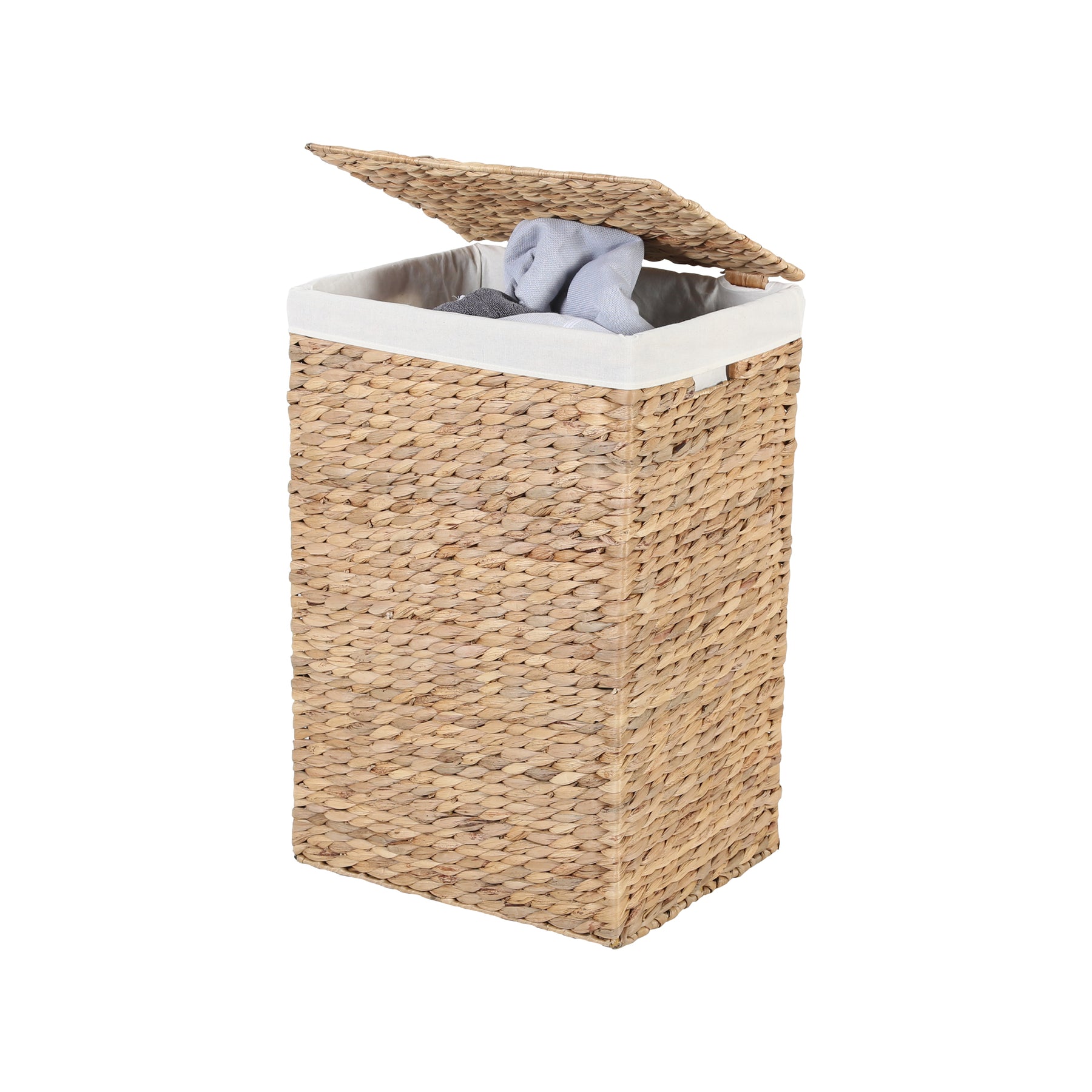 Wäschekorb mit Deckel M – Rattan Wäschekorb geflochten für Bad und Schlafzimmer als Wäschesammler im natürlichen Stil – CASA-MORO