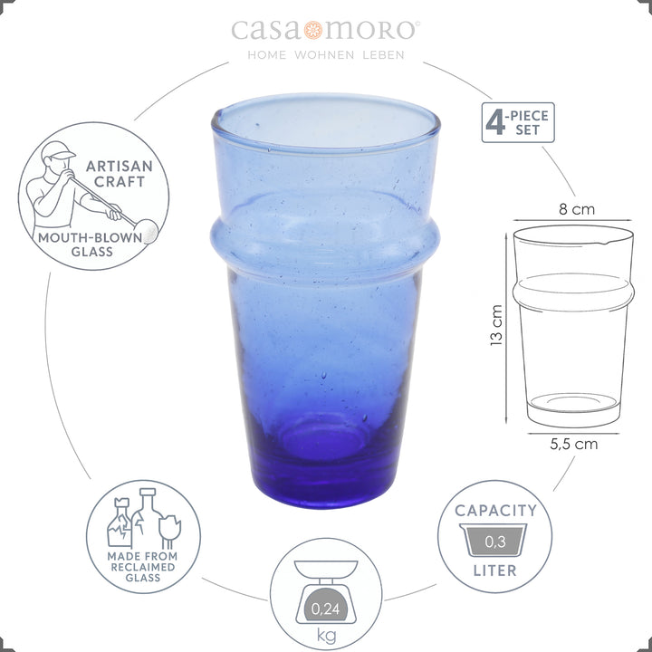 Set van vier mondgeblazen glazen – ideaal voor latte macchiato, dessert of cocktail