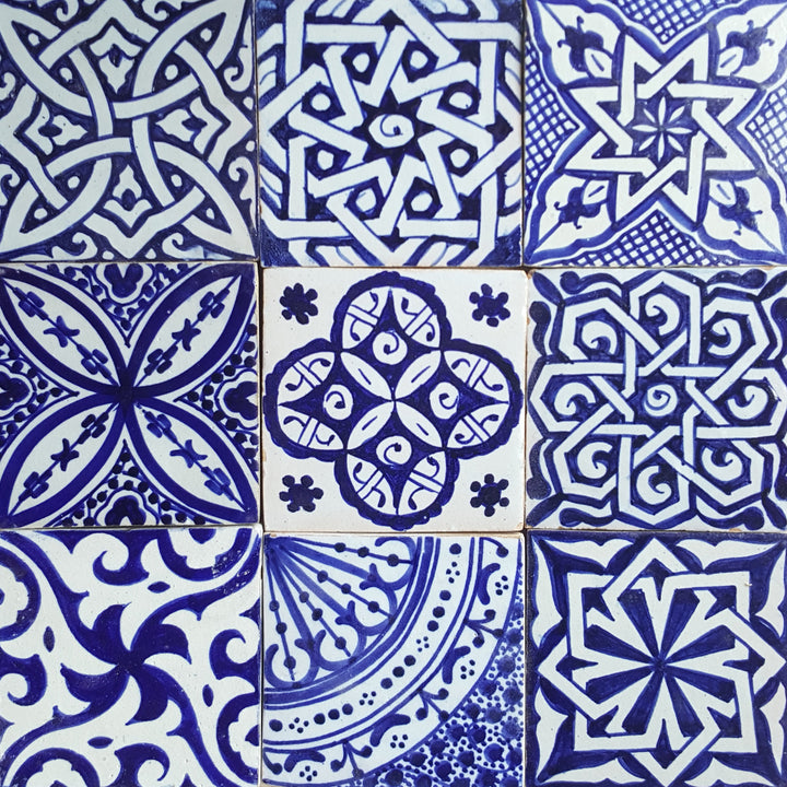 Handbemalte Fliesen Blau Weiß Mix