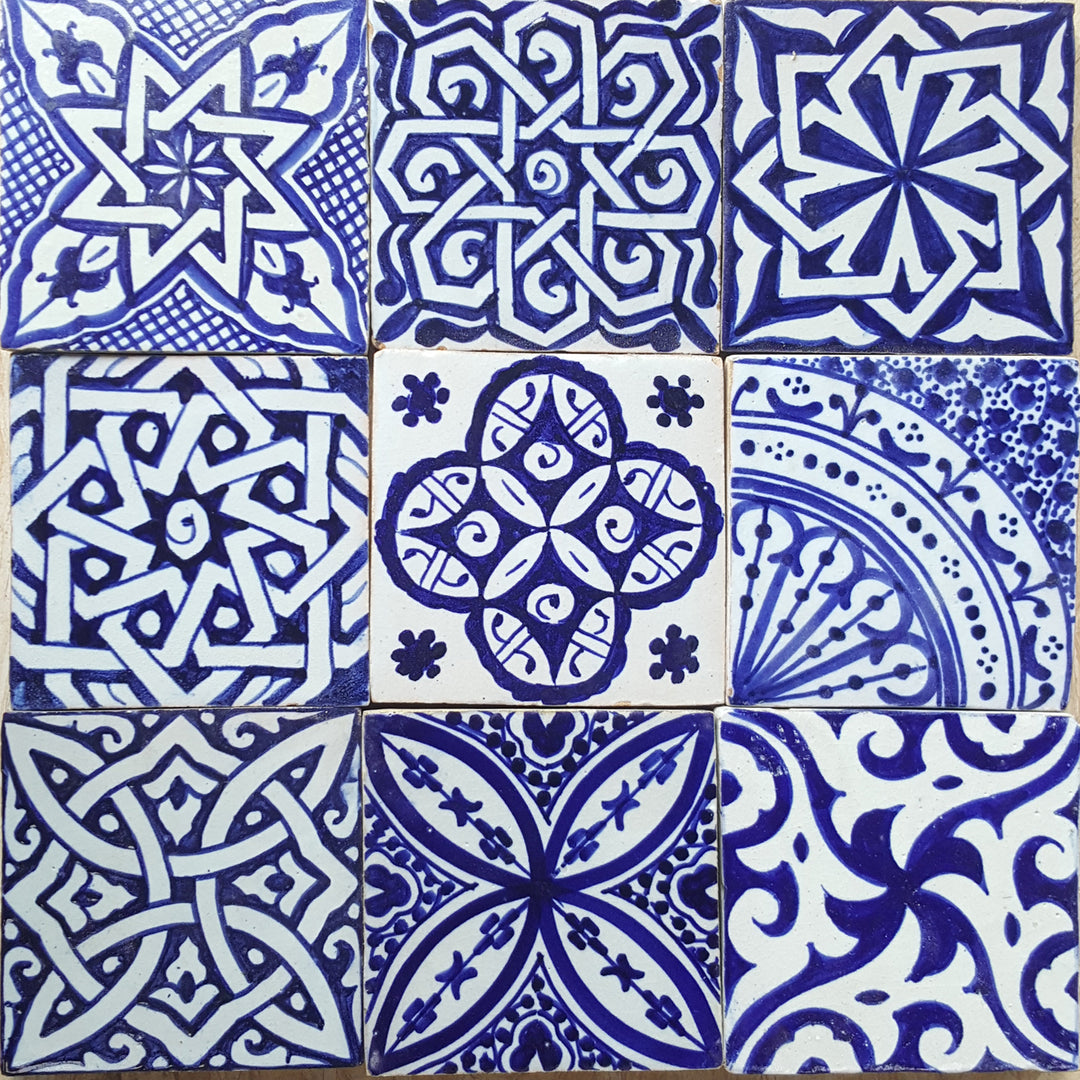 Handbemalte Fliesen Blau Weiß Mix