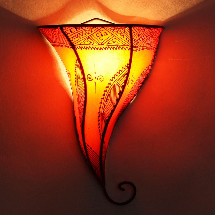 Leder-Wandlampe Mouza Orange