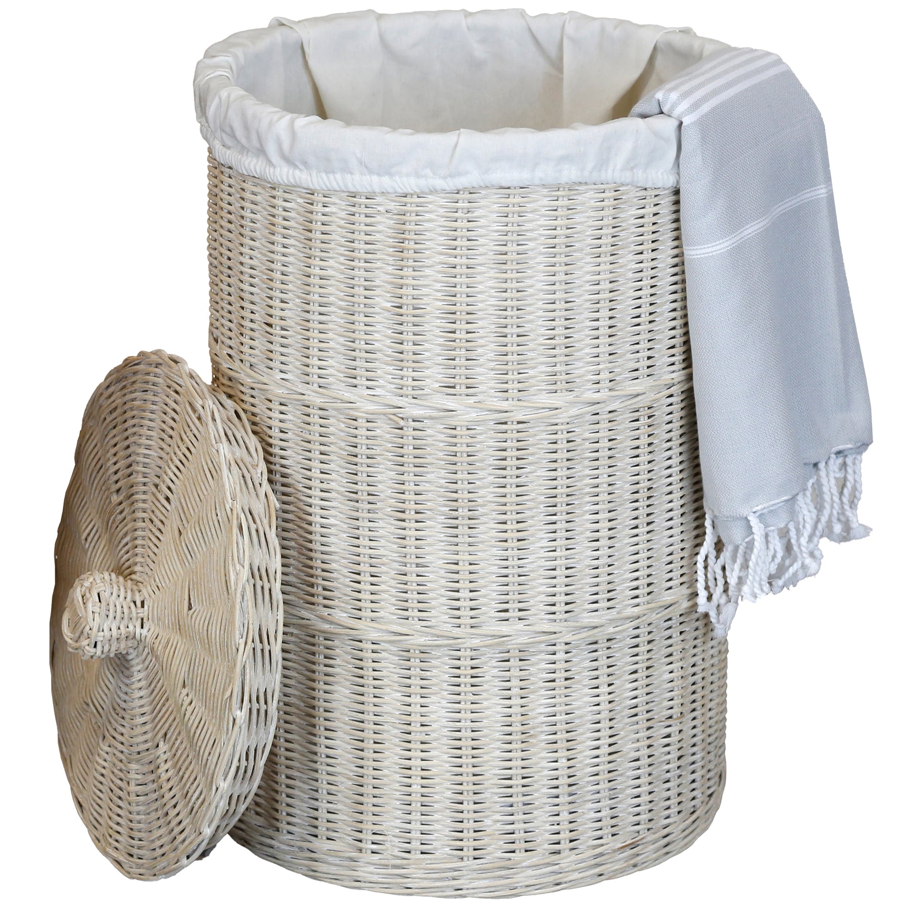 Wäschekorb mit Deckel 50L – Rattan Wäschekorb geflochten für Bad und Schlafzimmer als Wäschesammler im natürlichen Stil – CASA-MORO