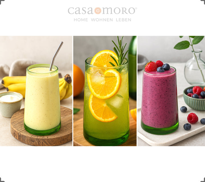 Gläser Set in kräftigem Grün – vielseitig einsetzbar für Eiskaffee, Dessert oder Cocktail