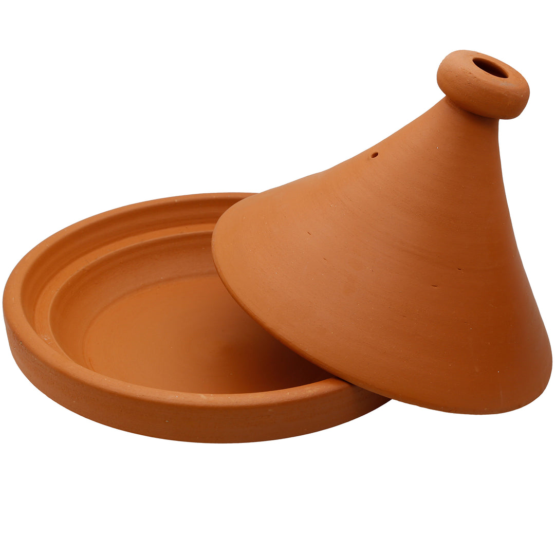 Tajine Topf aus Marokko 34 cm mit abgenommenem Deckel, unglasiert und naturbelassen